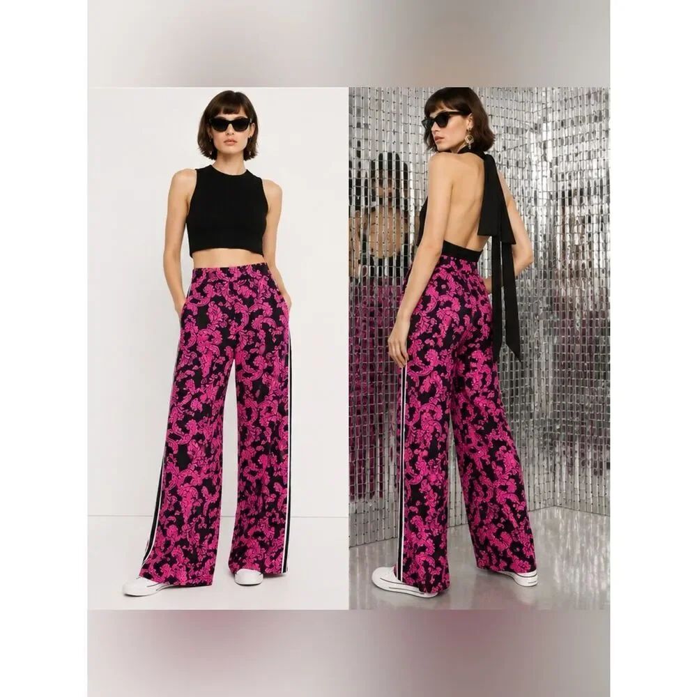 NEW Alice + Olivia Athena Floral-Print Trousers